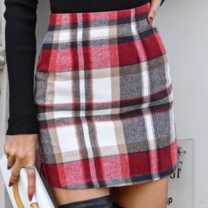 SHEIN New M Plaid Wool-Mix Bodycon Skirt